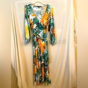 One Clothing Womens Tropical Green, Yellow, and White Dress Size S
